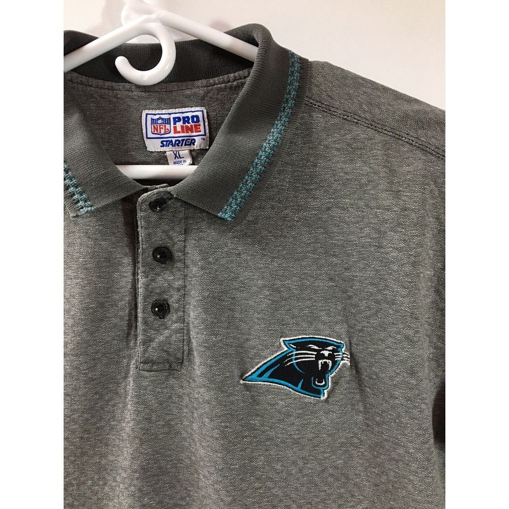 NFL Carolina Panthers starter proline Polo Shirt Mens Size XL short sleeve gray